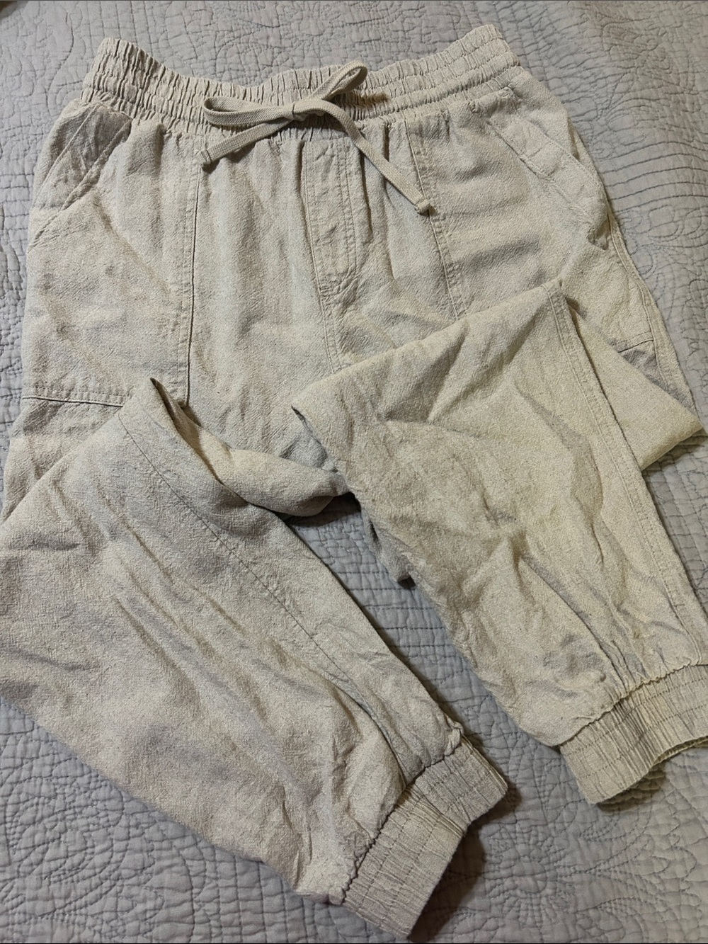 a new day Taupe Drawstring Linen Jogger casual pants